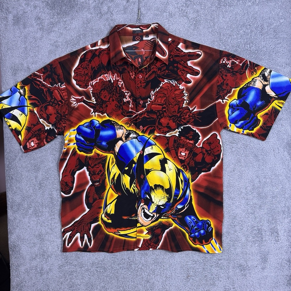 Vintage Marvel Wolverine X Men Shirt 2001 All Over Print  Mens 3XL XXXL Y2K 90s